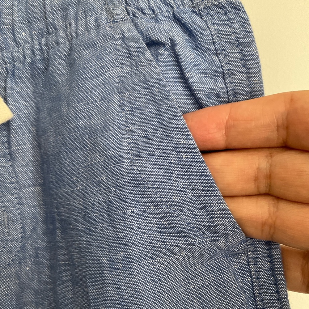 Janie and Jack Linen Blend Blue Elastic-Waist Pants - Picture 7 of 9